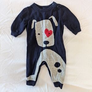 Gap knitted navy dog onesie (size 0-3)